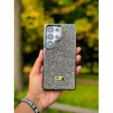  Premium Full Stone Camera Stand Silicone Phone Case for Samsung Galaxy
