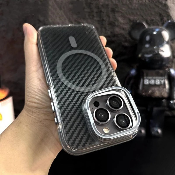Luxury Carbon Fiber Camera Window Protective Design Phone Case for iPhone 