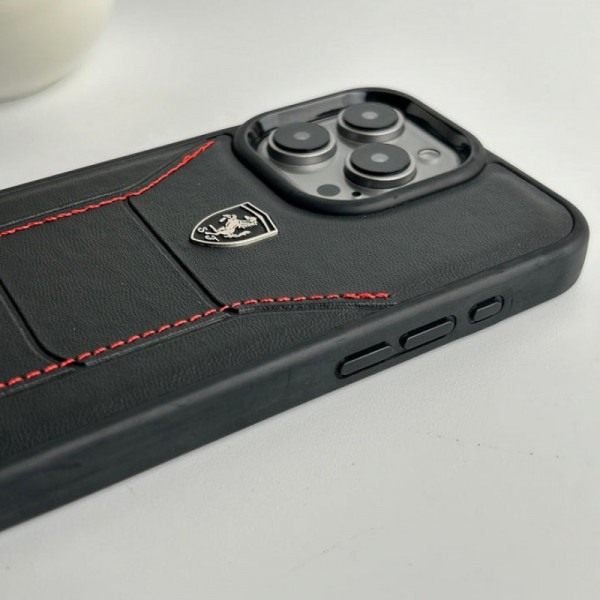 Premium Scuderia Ferrari Leather and Ferrari Prancing Horse Logo Case For iPhone