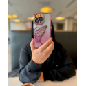 Premium Pink Half Butterfly Glitter Glossy Attached Lens Protector Case 