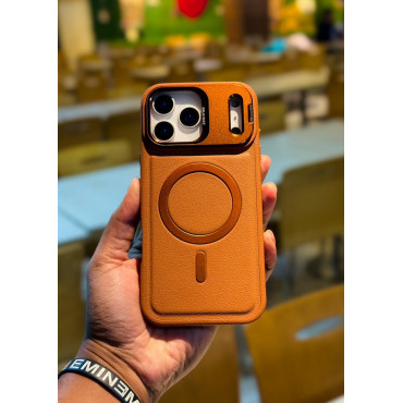 Premium PU Leather Case with Camera Glass – For iPhone