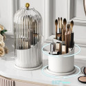 360° Rotating Luxury Makeup Brushes Holder (Transparent White)