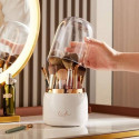 360° Rotating Portable Makeup Brushes Holder ( White Colour)