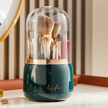 360° Rotating Portable Makeup Brushes Holder (  ডার্ক গ্রীন বা এমেরাল্ড গ্রীন)
