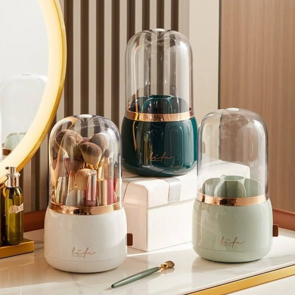 360° Rotating Portable Makeup Brushes Holder (  ডার্ক গ্রীন বা এমেরাল্ড গ্রীন)