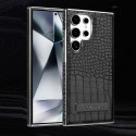 Crocodile leather magnetic charging suitable Kickstad Case For Samsung Galaxy S25 Ultra S24 Ultra S23 Ultra