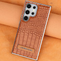 Crocodile leather magnetic charging suitable Kickstad Case For Samsung Galaxy S25 Ultra S24 Ultra S23 Ultra