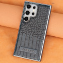 Crocodile leather magnetic charging suitable Kickstad Case For Samsung Galaxy S25 Ultra S24 Ultra S23 Ultra