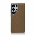 Luxury Business Plating Frame Leather Magnetic Wireless Charger Case For Samsung Galaxy S25 Ultra S24 Ultra