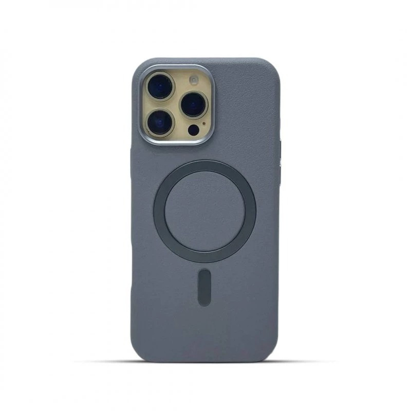 Metal Camera Frame Strong Magnetic PU Leather Case For iPhone