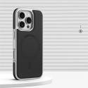 Luxury Business Plating Frame Leather Magnetic Wireless Charger Case for iPhone 13 To 16 Pro Max