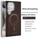 Suitable Plain Leather Electroplating Magnetic Wireless Charging Case For Samsung Galaxy Ultra Series