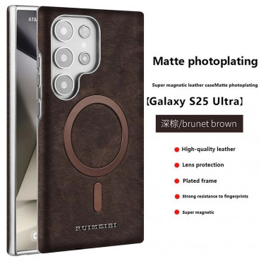 Suitable Plain Leather Electroplating Magnetic Wireless Charging Case For Samsung Galaxy Ultra Series