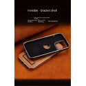 High-End Electroplating bracket Leather Case For iPhone 12 To 16 Pro Max