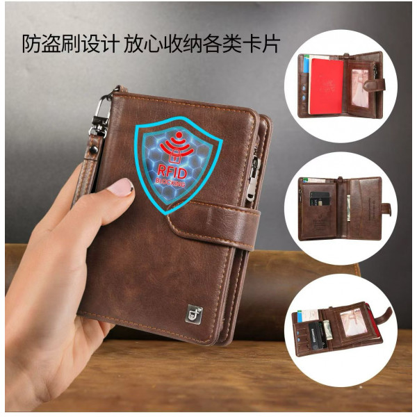 RFID Leather Men Wallets (Money bag) Coin Zipper Mini Male Purses Card Holder Wallet - Wallet - Wallet For Men