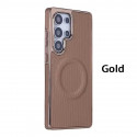 Luxury Business Plating Frame Leather Magnetic Phone Case For Samsung Galaxy Magsafe Wireless Charge Shockproof Cover