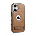 High-End Electroplating bracket Leather Case For iPhone 12 To 16 Pro Max