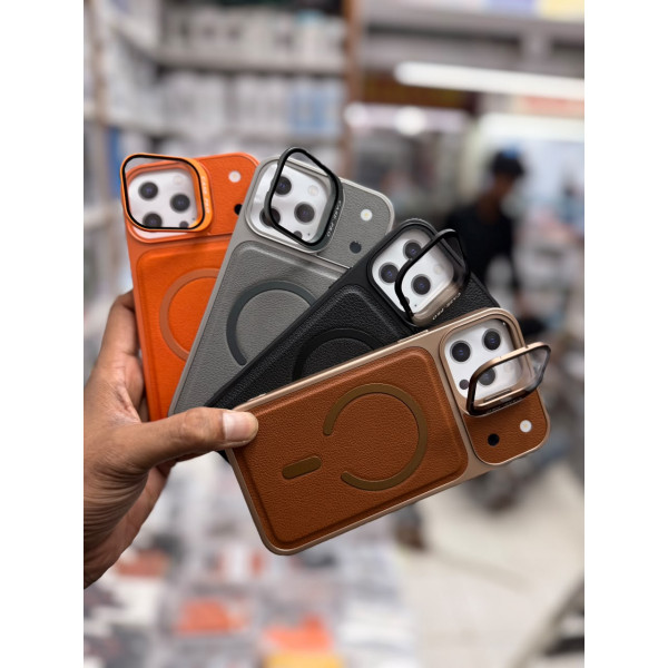 Case Pro Skin Feel PU Leather Magnetic Camera Glass Stand Case for iPhone