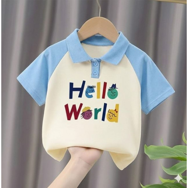 বাচ্চাদের ১ পিস প্রিমিয়াম কটন পোলো টি শার্ট S-Hello