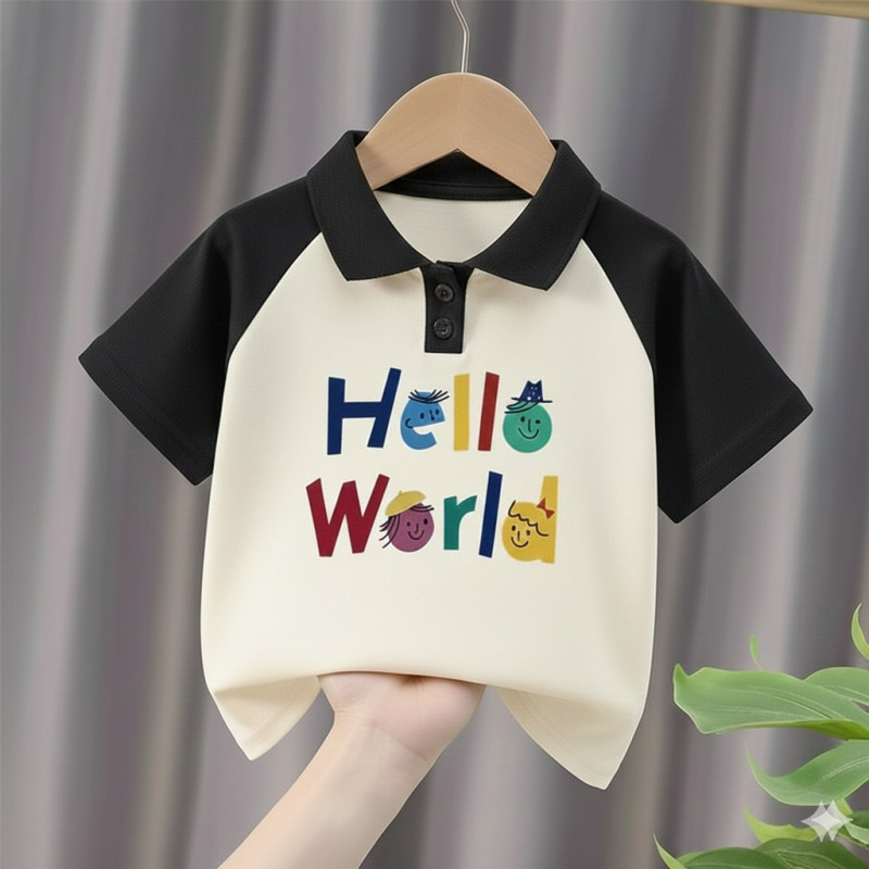 বাচ্চাদের ১ পিস প্রিমিয়াম কটন পোলো টি শার্ট B-Hello