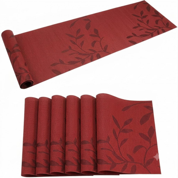 Table Runner & Placemat Set (6 Pcs + 1 Runner) merun