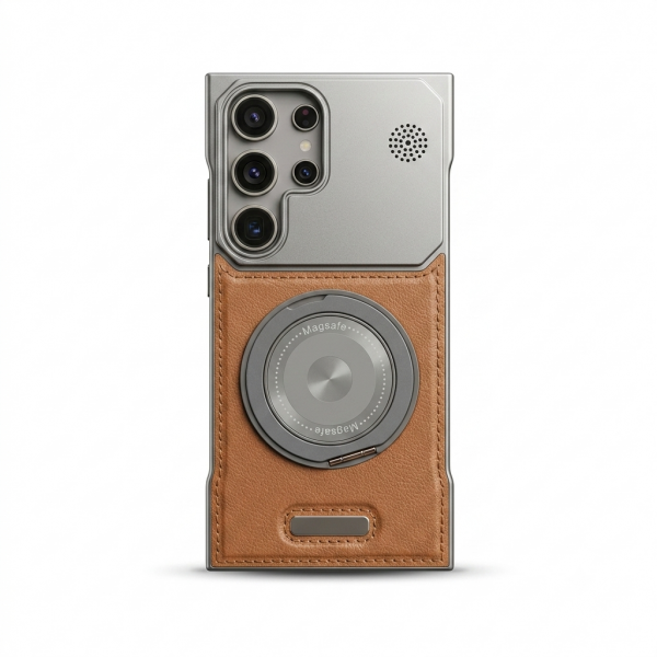 360 Kickstand PVC MagSafe Leather-Texture Shockproof Case