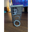 Wooden- Texture Cyber Armor Case With Magnetic Ring Kickstand
