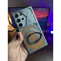 Wooden- Texture Cyber Armor Case With Magnetic Ring Kickstand