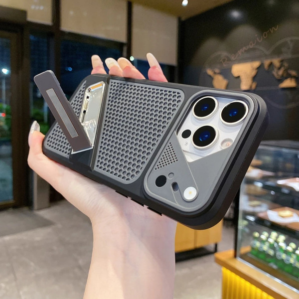 Rugged Mechanical Soft IPhone Case With Built-In Kickstand