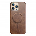 Retro Electroplated Frame PU Leather Texture MagSafe Case