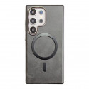 Retro Electroplated Frame PU Leather Texture MagSafe Case
