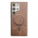 Retro Electroplated Frame PU Leather Texture MagSafe Case