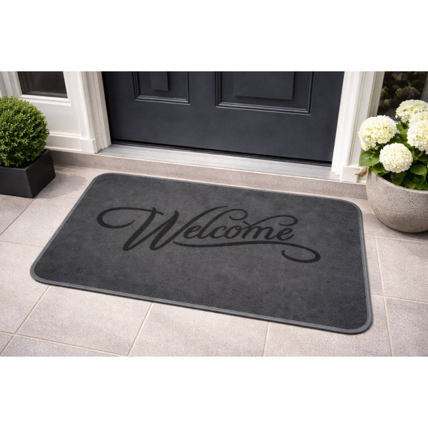 Welcome Floor Mat (Dark Grey/Black)