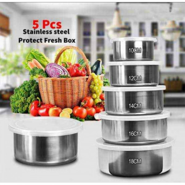 5 pieces Steel (Bati) Set | High Quality Steel Bowl Set/Food Box