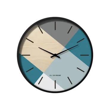 Geometric Teal Beige Modern Abstract Wall Clock CH-1397