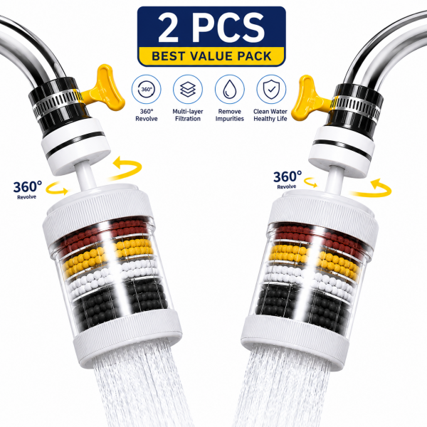360 Degree Rotatable 6 Layers Water Filter Tap (2pcs)