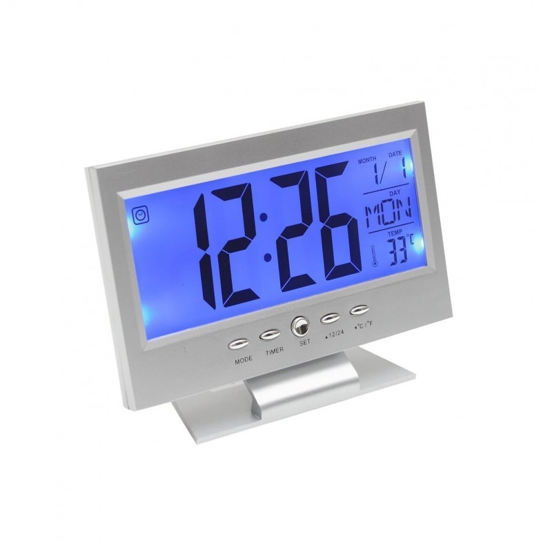 Digital LCD Clock with Calendar, Temperature Sensor, Alarm for Table and Study Desk