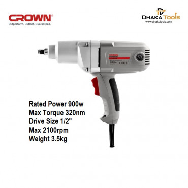 CROWN Power Impact Wrench 1/2" Square Drive, 320Nm, 900W – Model CT12018