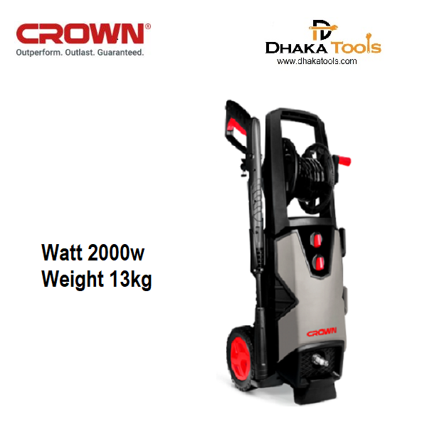 CROWN 2000W High Pressure Washer CT42024 – 2000W Motor, 15 MPa (2175 PSI), 6.7 L/min Flow Rate, Car & Bike Washer