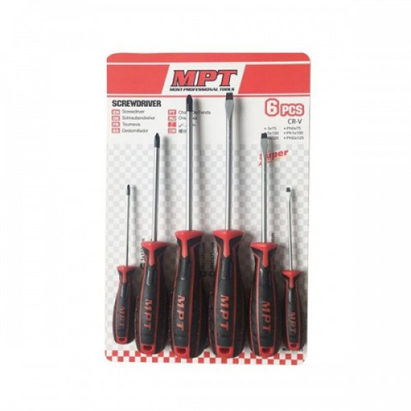 MPT 6 Pcs Non-Slip Magnetic CR-V Phillips and Slotted Screwdriver Set tool sets MHA01003