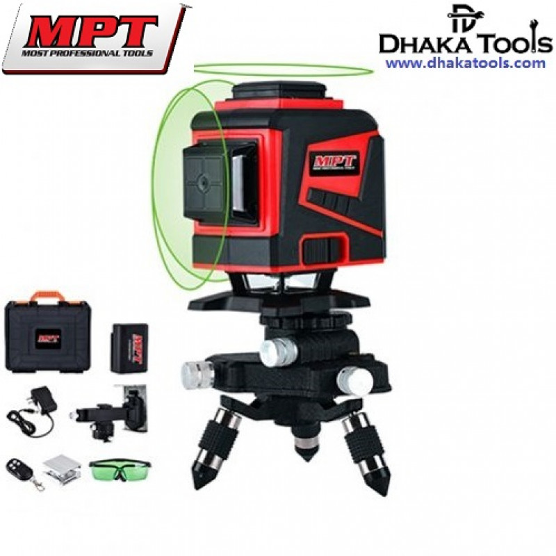 MPT Line LASER Level, 12 Line, Green Light, Working Range : 45M Model : MLL1207