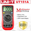 UNI-T UT151A Modern Digital Multimeter – 2000 Counts, 30 Ranges, AC/DC Voltage & Current, Capacitance, Diode & Continuity Tester; Model: UT151A