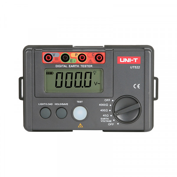 UNI-T UT522 Digital Earth Tester – 4000 Counts, 0–4000Ω Earth Resistance, 2-Wire & 3-Wire Testing, Professional Ground Tester