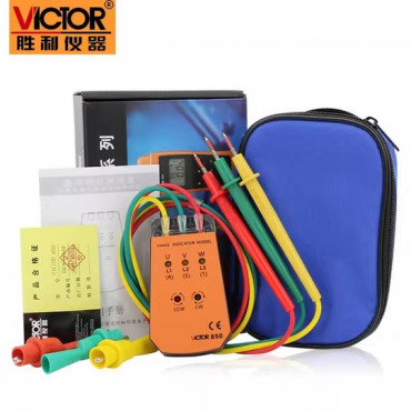 VICTOR 850 Three-Phase AC Phase Sequence Indicator Rotary Field Indicator 200V-480V Model: VC850