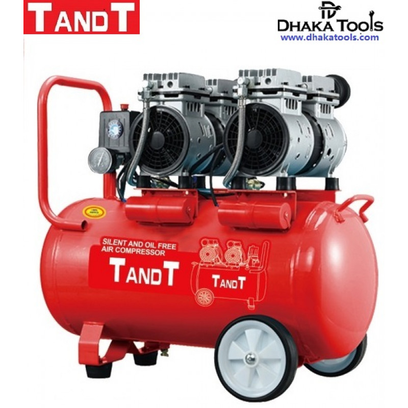 TANDT 50L Air Compressor (Silent), Oil free & Soundless, Tank Capacity: 50L, 1700W, 7bar, Model: TT2550S