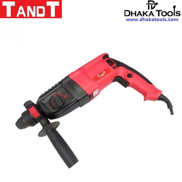 TANDT 860w Rotary Hammer SDS Plus, 26 mm, 1/2"chuck & adaptor. with bit, flat & pointed chisels - TT2686A