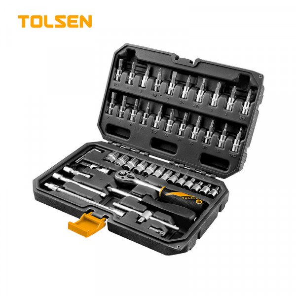 TOLSEN 46Pcs Socket Ratchet Wrench Set (1/4" Drive) Industrial Series Model: 15138