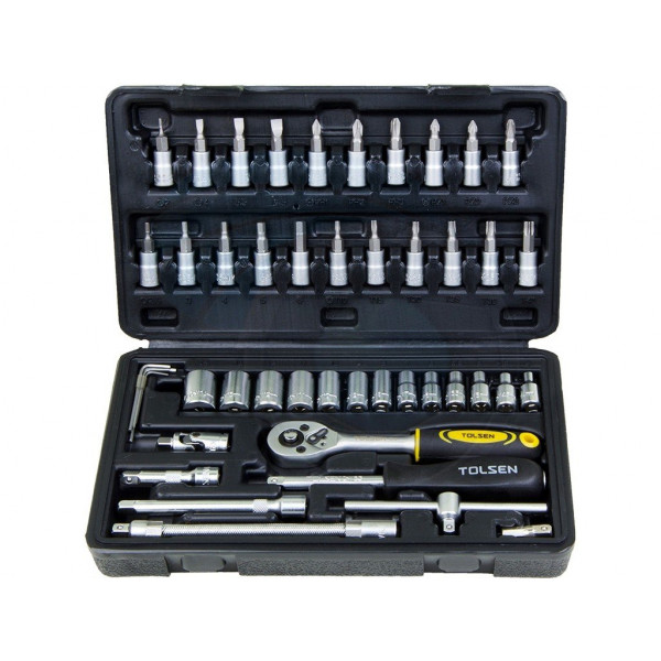 TOLSEN 46Pcs Socket Ratchet Wrench Set (1/4" Drive) Industrial Series Model: 15138