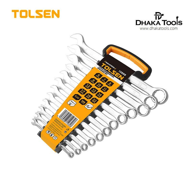 TOLSEN 12Pcs Combination Spanner Set (6,7,8,9,10,11,12,13,14,17,19,22mm) Model: 15888