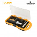 TOLSEN 26Pcs Ratchet Bit Set w/ Bit Holder (Philip & Flat) TPR Handle Model:  20034